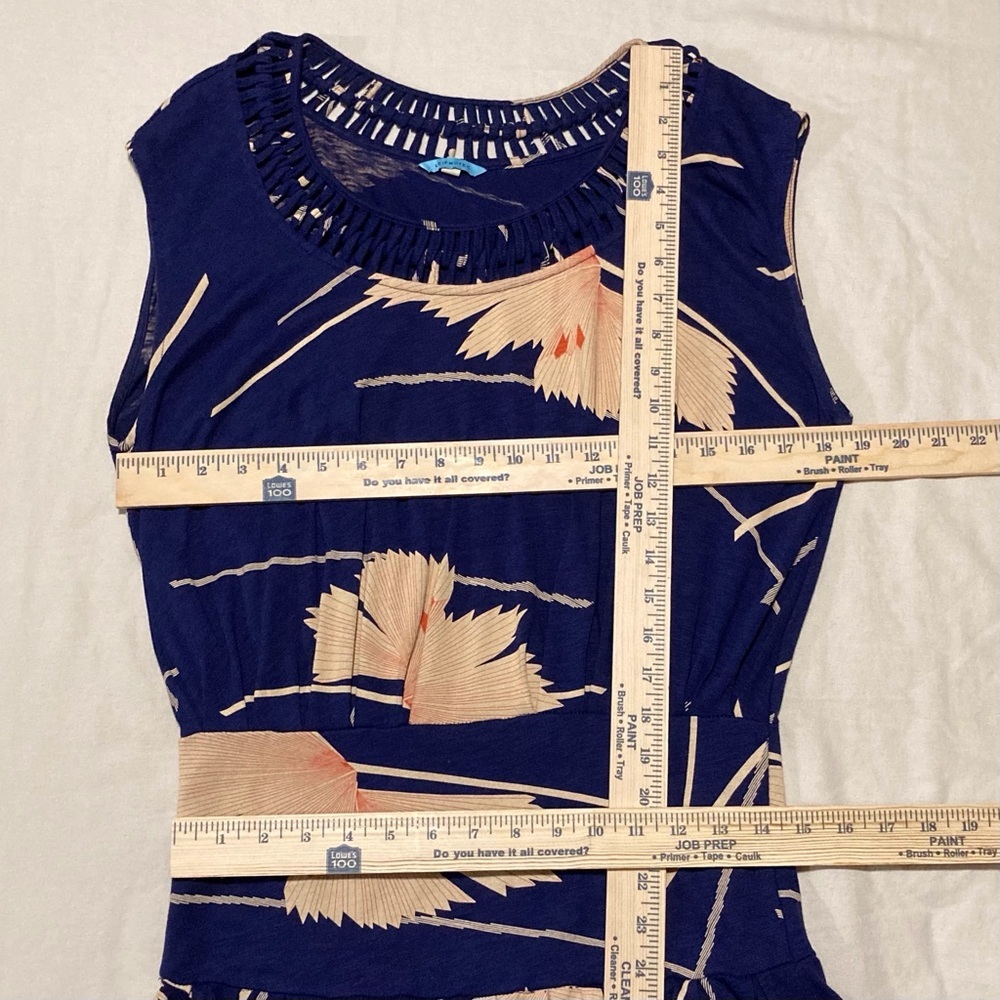 Leifnotes by Anthropologie Navy Blue Sleeveless Knit Dress with‎ Floral Print - Picture 2 of 13